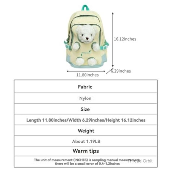 Large Capacity Detachable 3D Bear Plush Backpack Lightweight Ita Bag main image 5